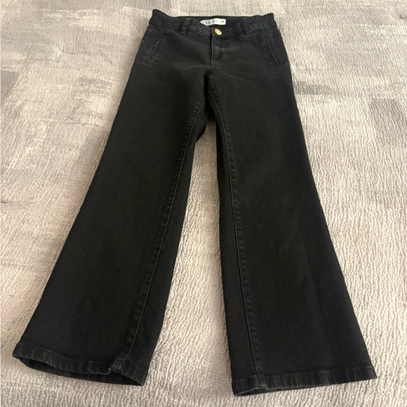 Zara Denim - Zara High Waisted Cropped Flare Wide Leg Jeans - Washed Black Denim